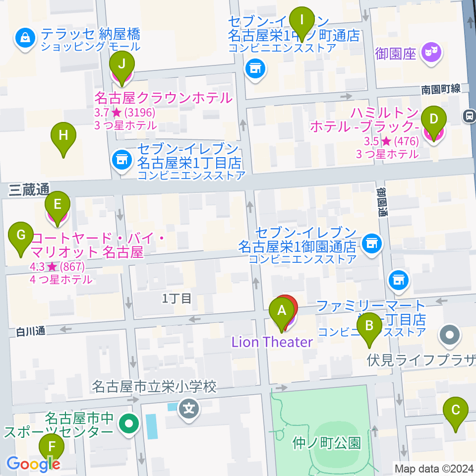 伏見ライオンシアター周辺のホテル一覧地図