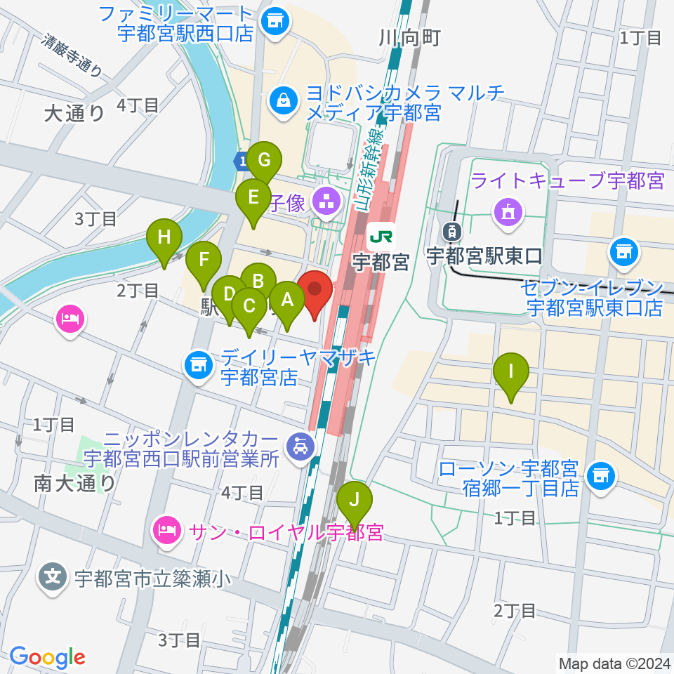 宇都宮STUDIO KENT周辺のホテル一覧地図