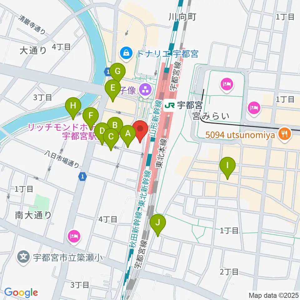 宇都宮STUDIO KENT周辺のホテル一覧地図
