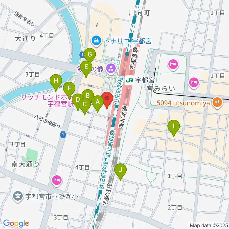 宇都宮STUDIO KENT周辺のホテル一覧地図