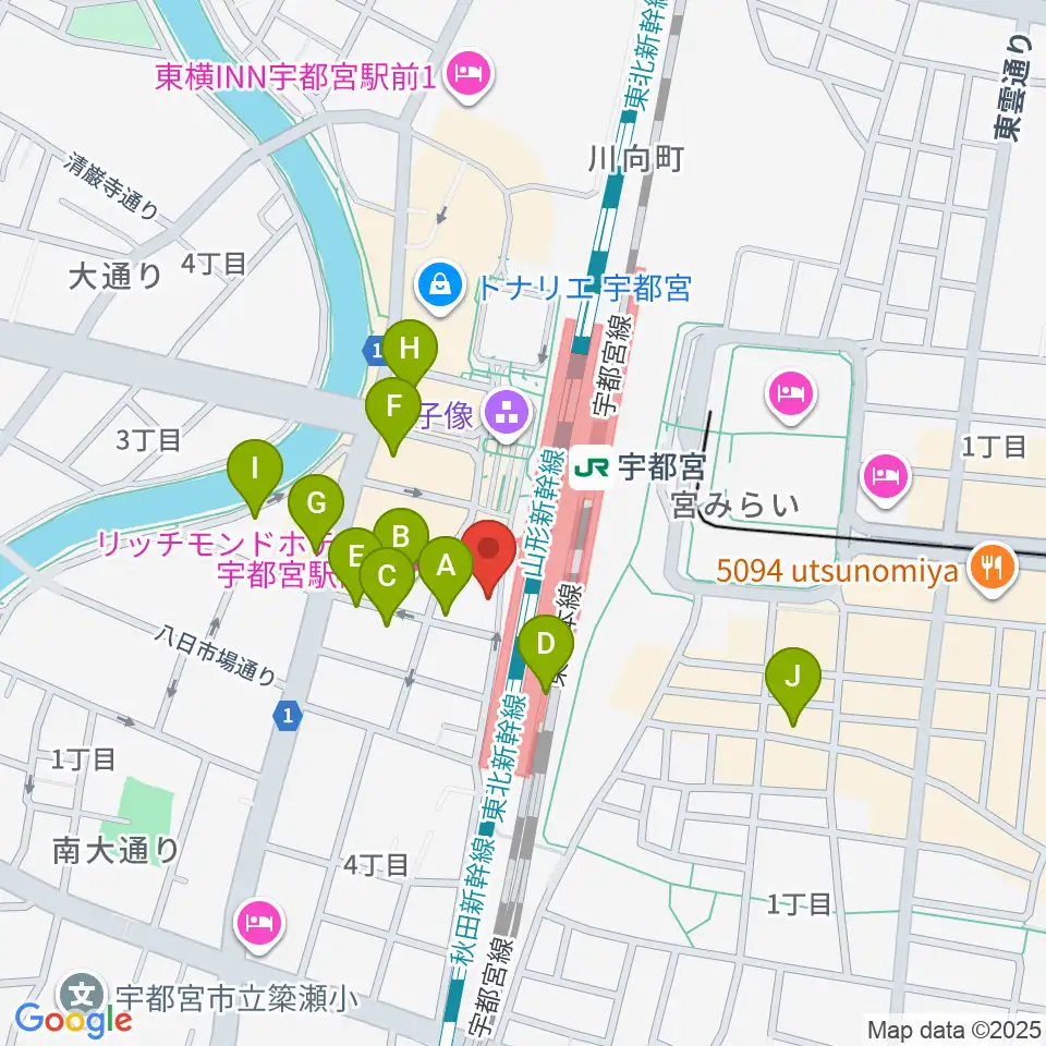 宇都宮STUDIO KENT周辺のホテル一覧地図