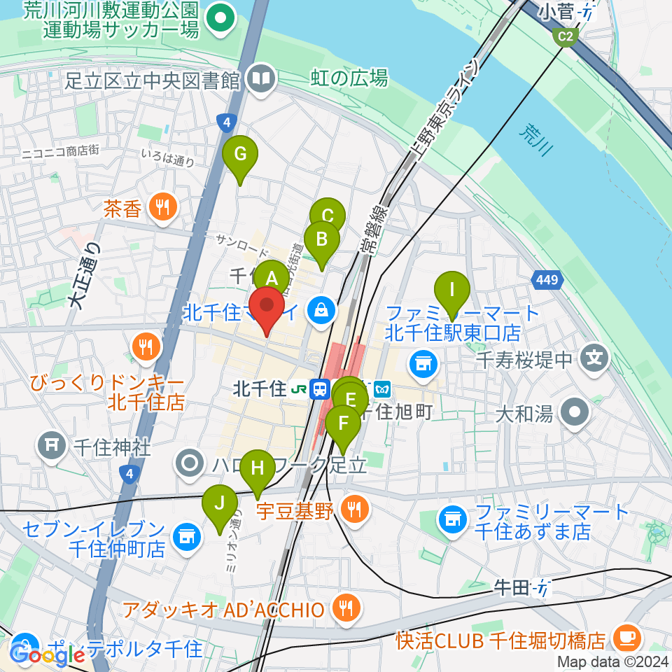 スタジオパックス北千住店周辺のホテル一覧地図