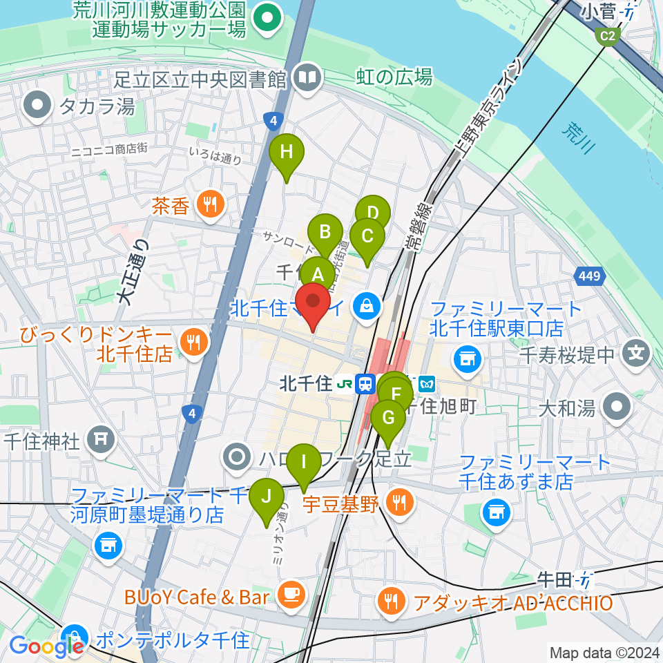 スタジオパックス北千住店周辺のホテル一覧地図