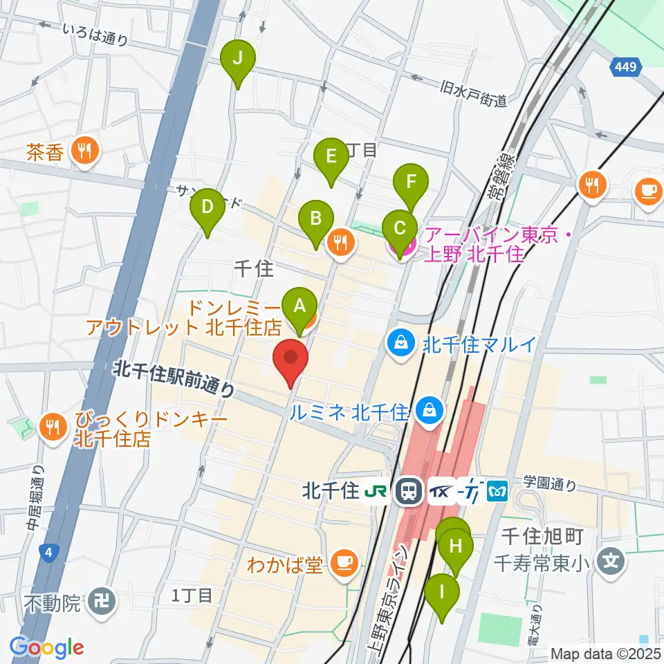 スタジオパックス北千住店周辺のホテル一覧地図
