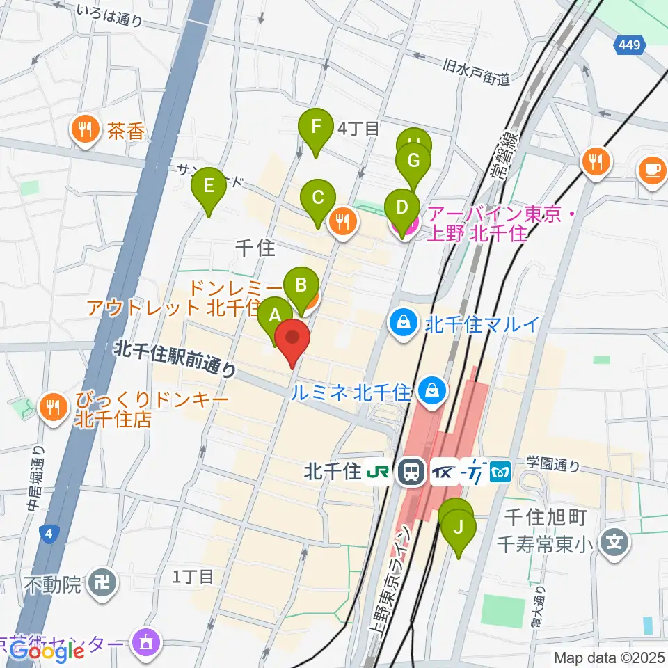 スタジオパックス北千住店周辺のホテル一覧地図