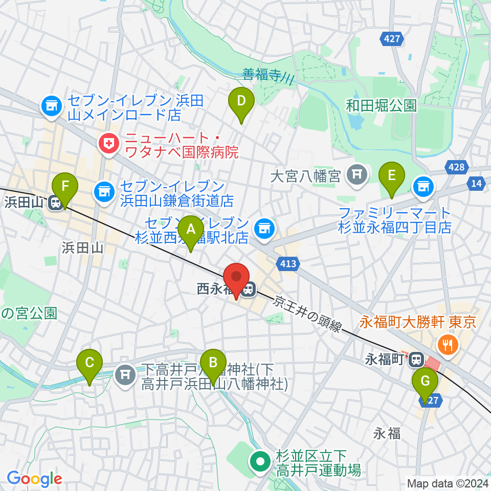 西永福JAM周辺のホテル一覧地図