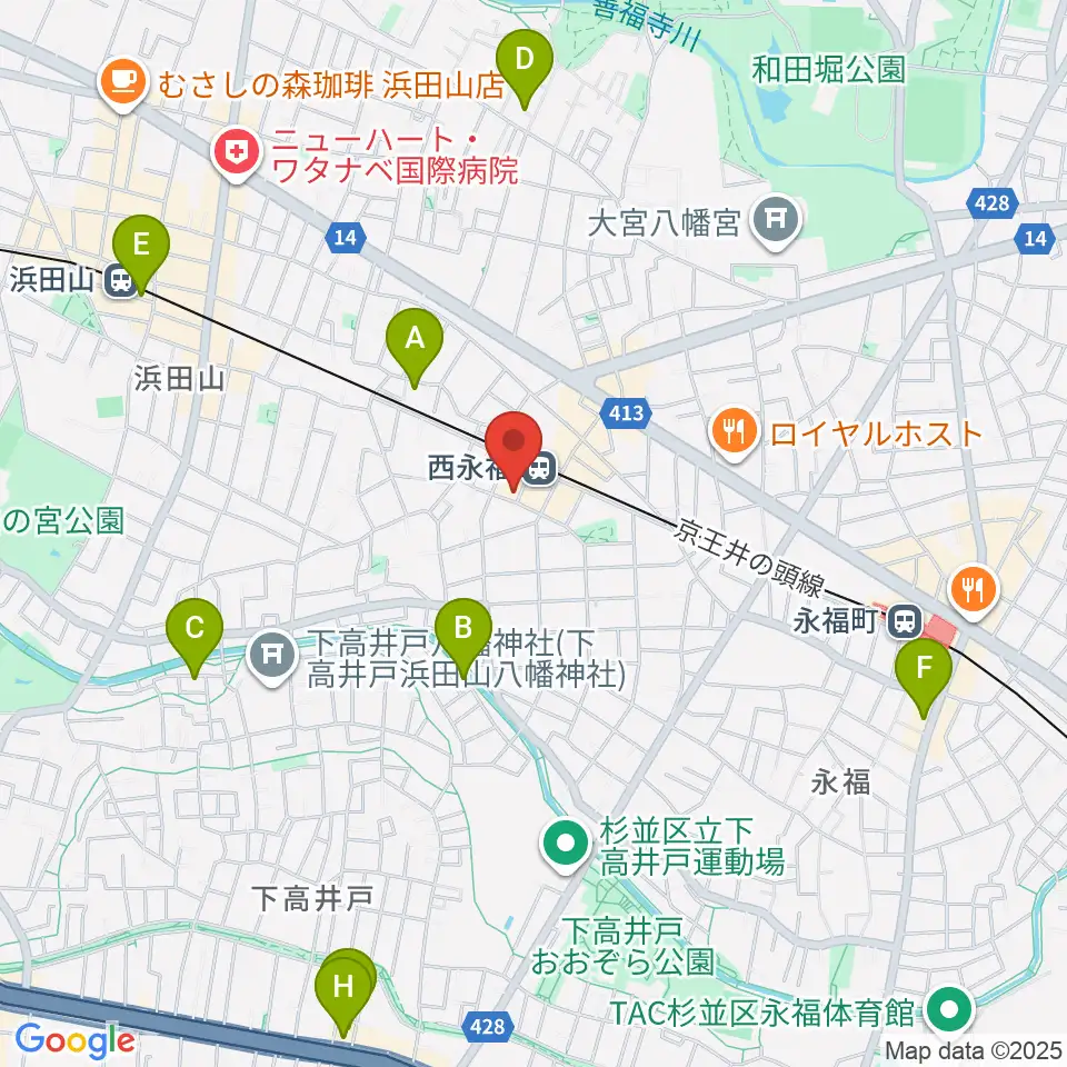 西永福JAM周辺のホテル一覧地図