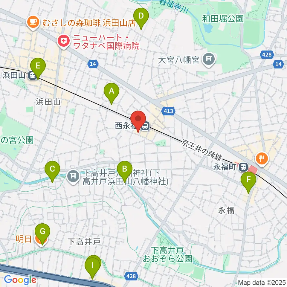 西永福JAM周辺のホテル一覧地図