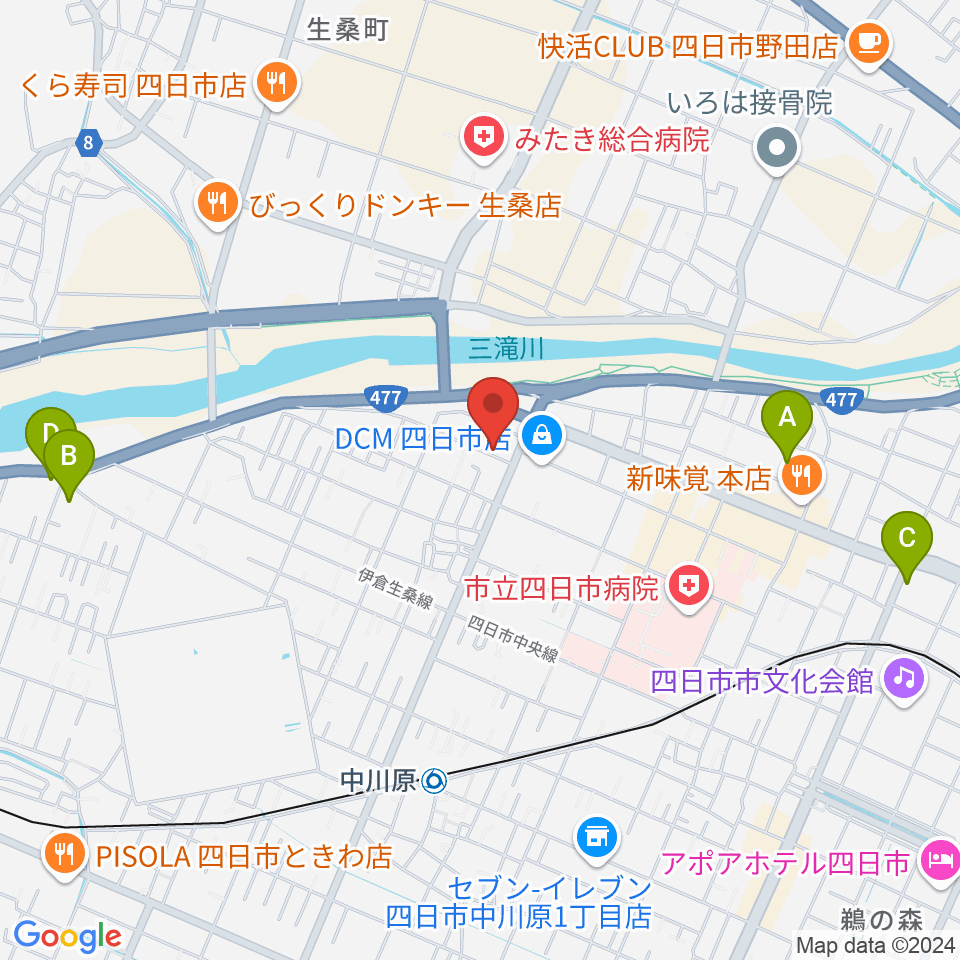 四日市CLUB ROOTS周辺のホテル一覧地図