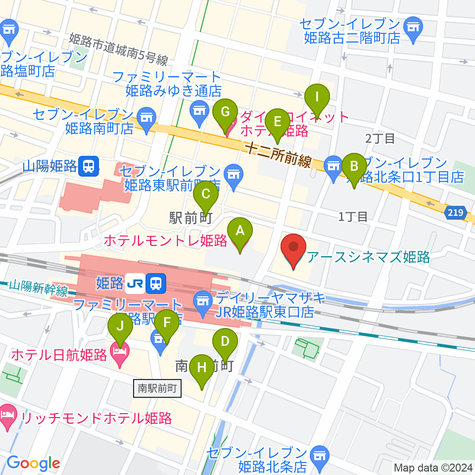 アースシネマズ姫路周辺のホテル一覧地図
