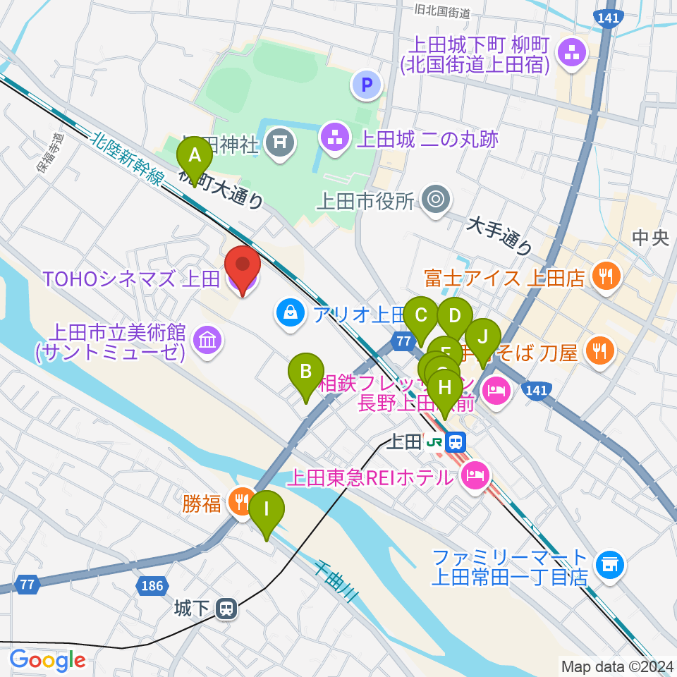 TOHOシネマズ上田周辺のホテル一覧地図