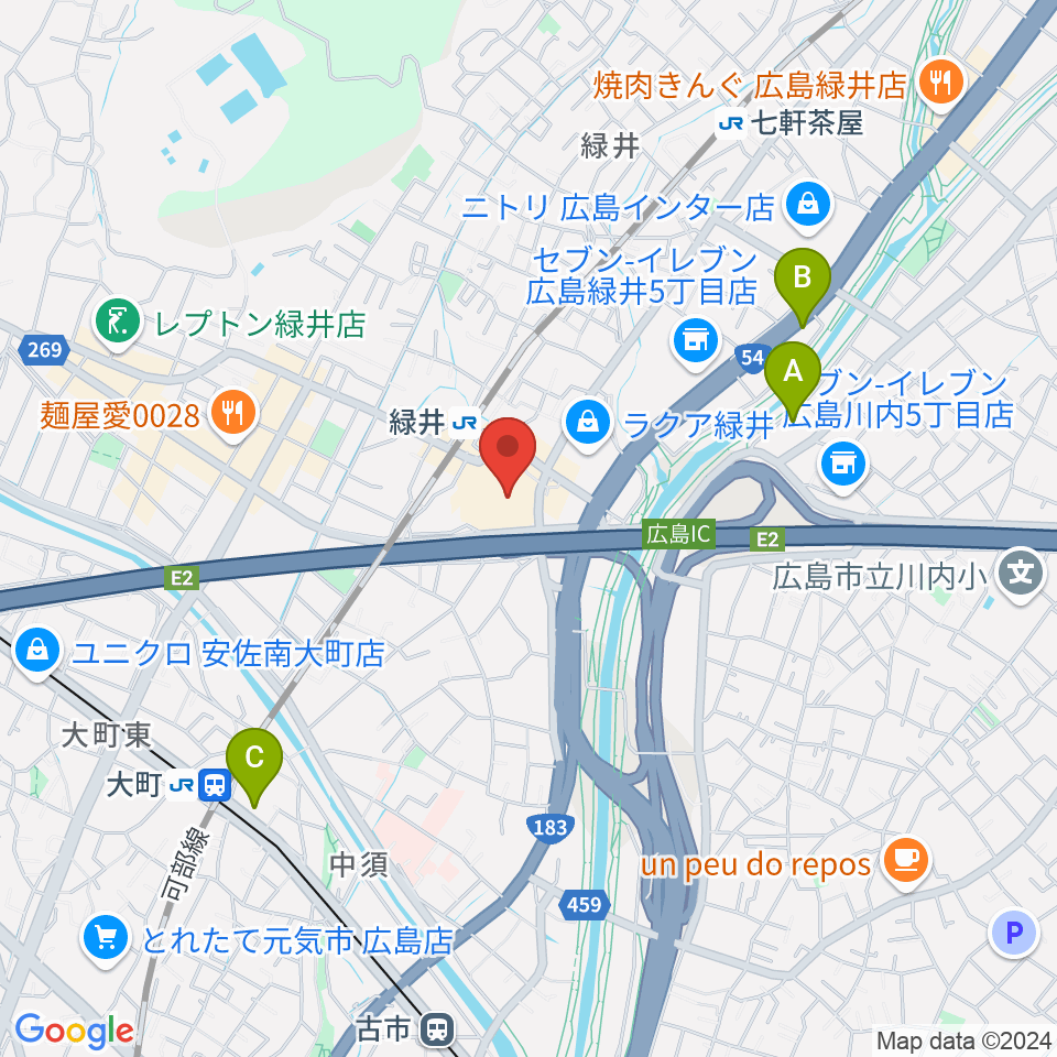 TOHOシネマズ緑井周辺のホテル一覧地図