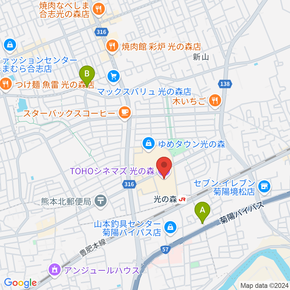 TOHOシネマズ光の森周辺のホテル一覧地図