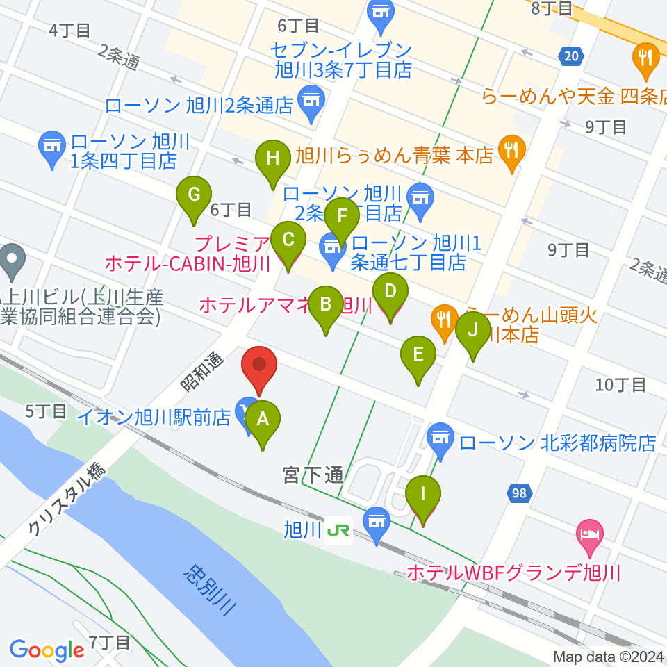 イオンシネマ旭川駅前周辺のホテル一覧地図