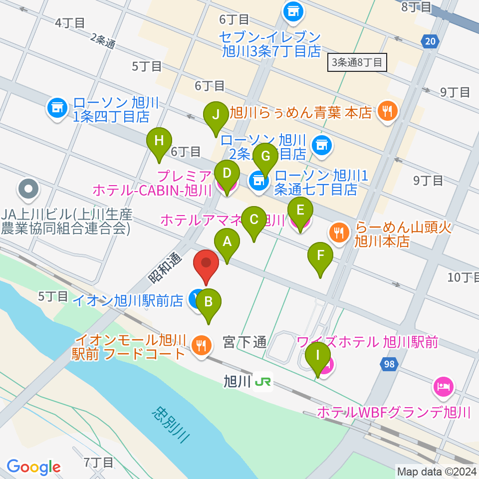 イオンシネマ旭川駅前周辺のホテル一覧地図