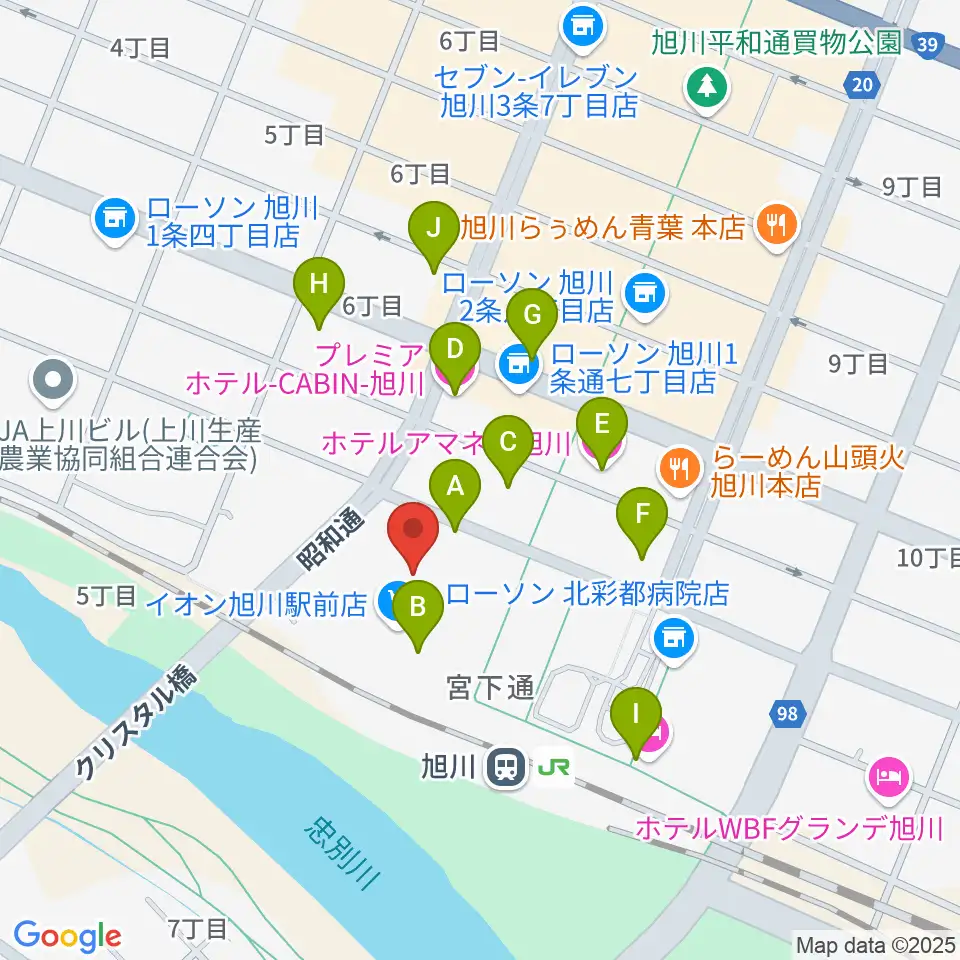 イオンシネマ旭川駅前周辺のホテル一覧地図