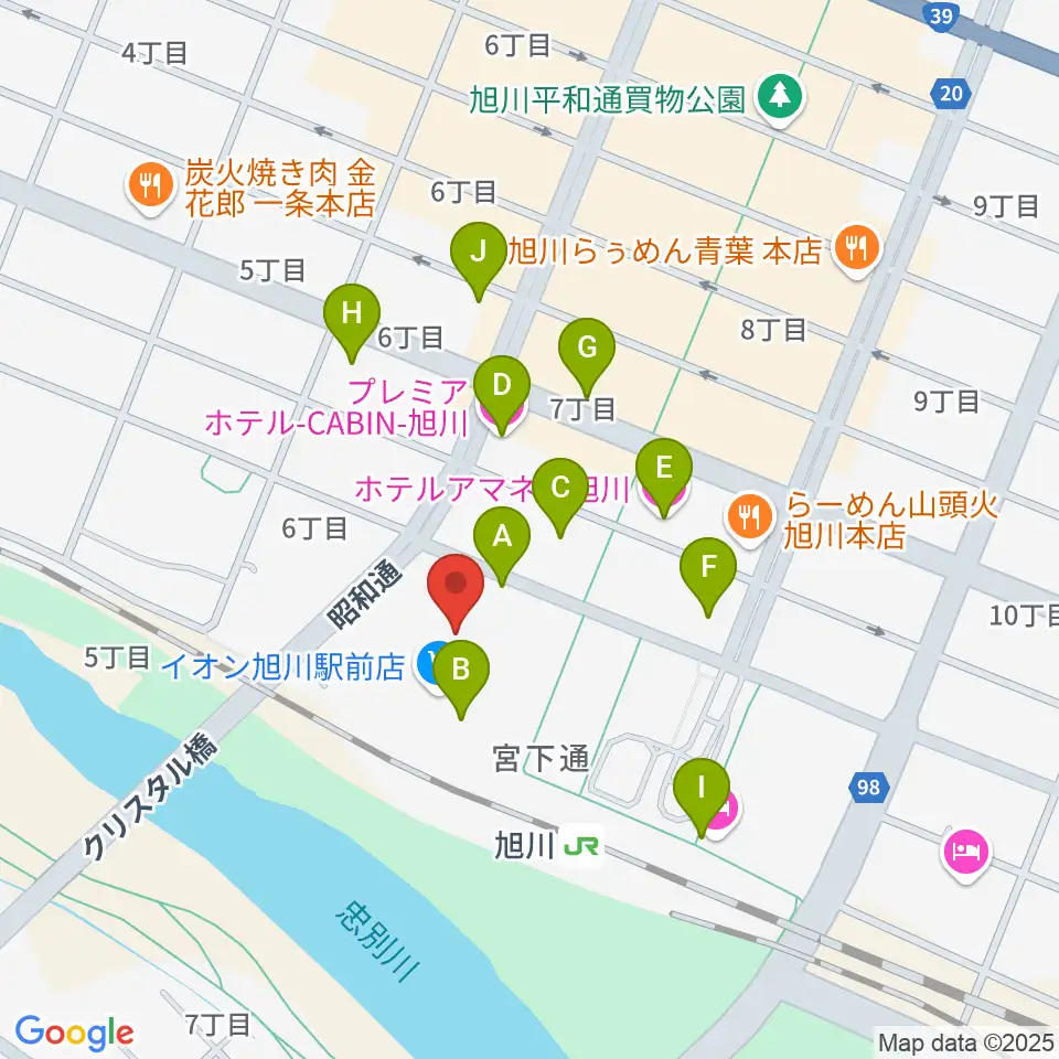 イオンシネマ旭川駅前周辺のホテル一覧地図