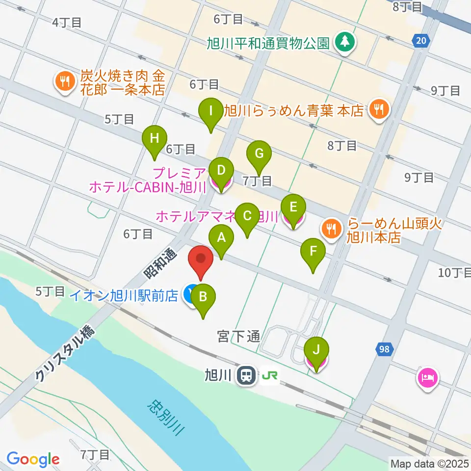 イオンシネマ旭川駅前周辺のホテル一覧地図
