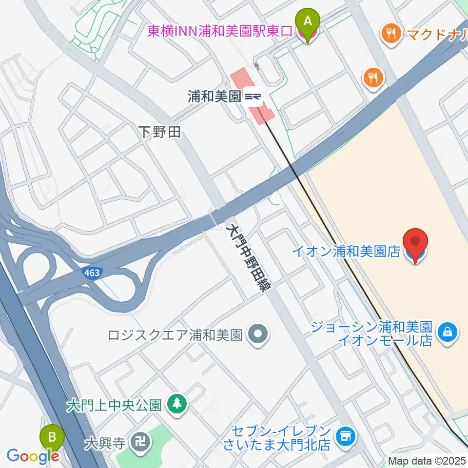 イオンシネマ浦和美園周辺のホテル一覧地図