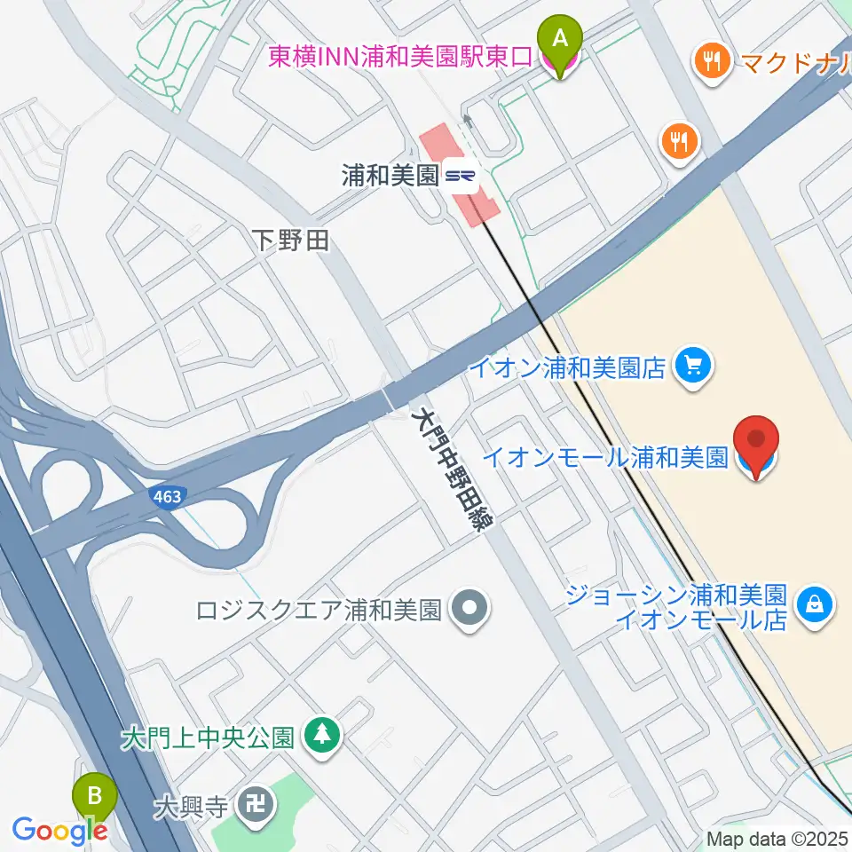 イオンシネマ浦和美園周辺のホテル一覧地図