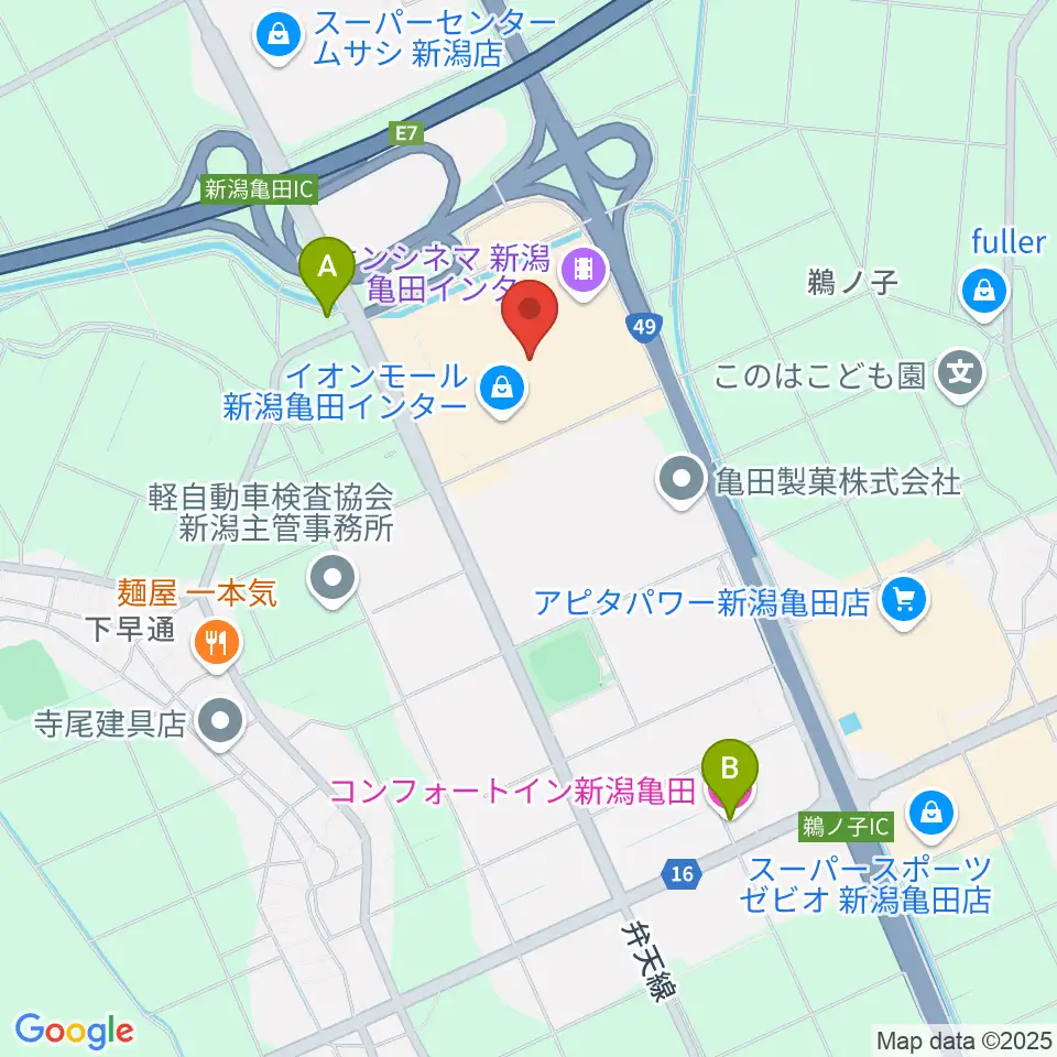 イオンシネマ新潟亀田インター周辺のホテル一覧地図