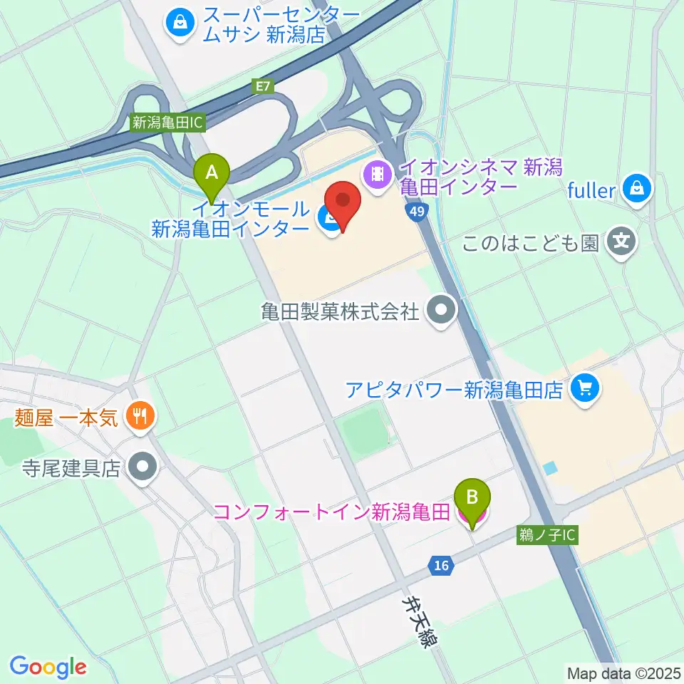 イオンシネマ新潟亀田インター周辺のホテル一覧地図