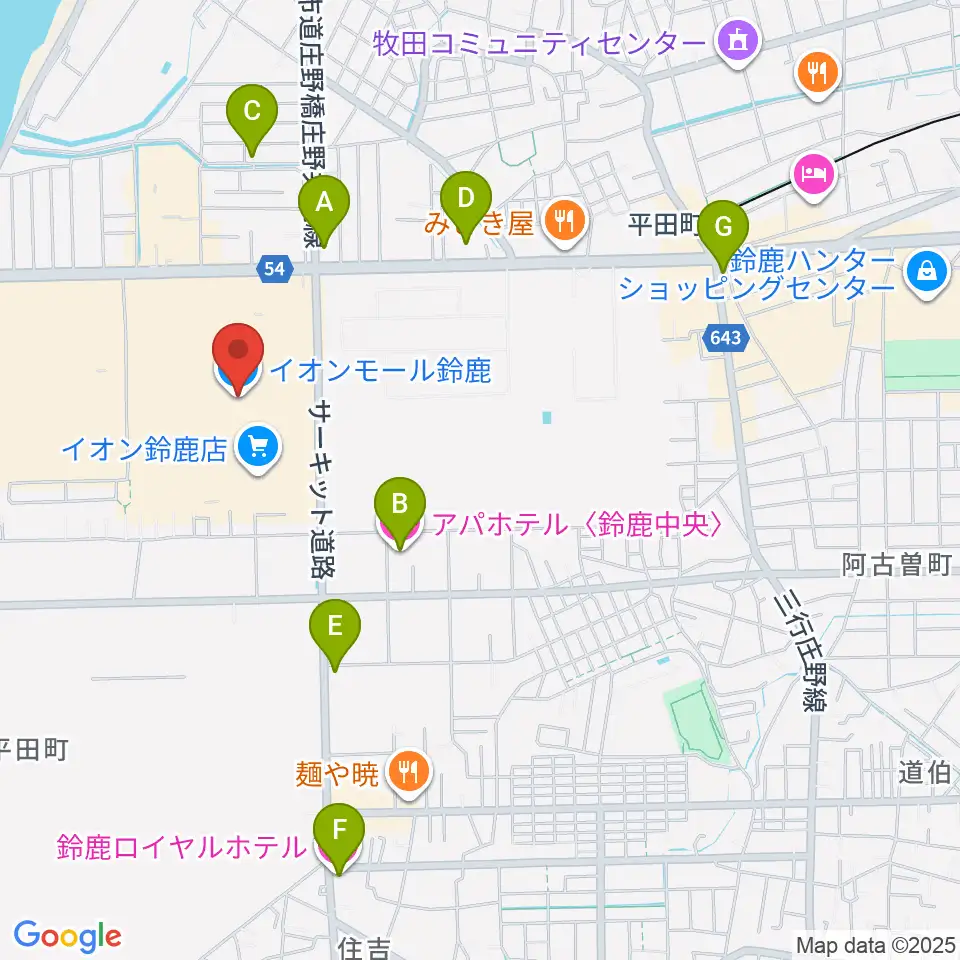 イオンシネマ鈴鹿周辺のホテル一覧地図