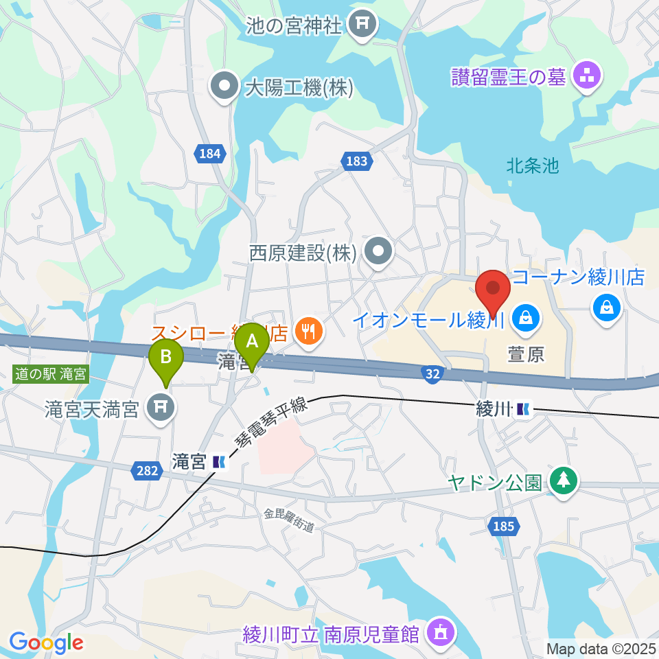 イオンシネマ綾川周辺のホテル一覧地図