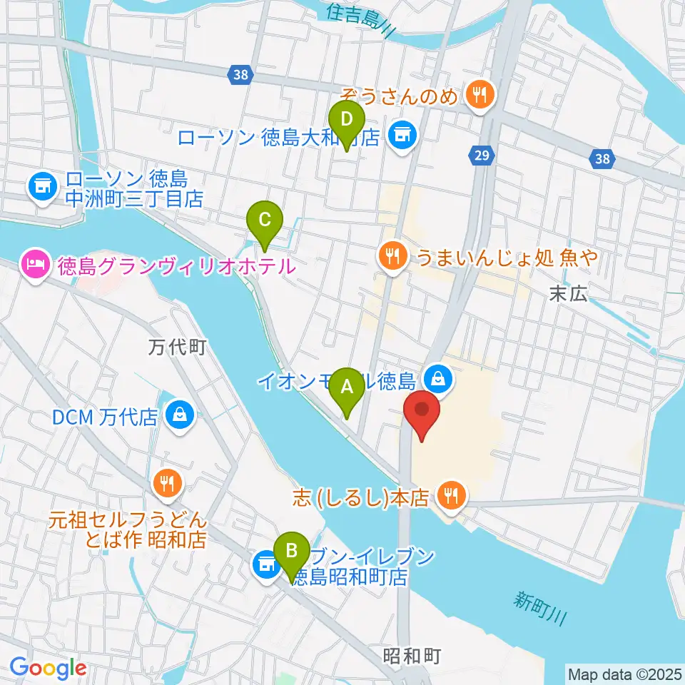 イオンシネマ徳島周辺のホテル一覧地図