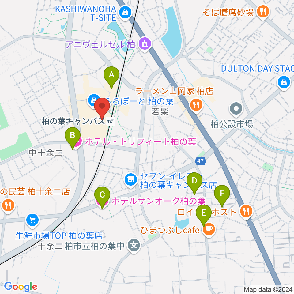 MOVIX柏の葉周辺のホテル一覧地図