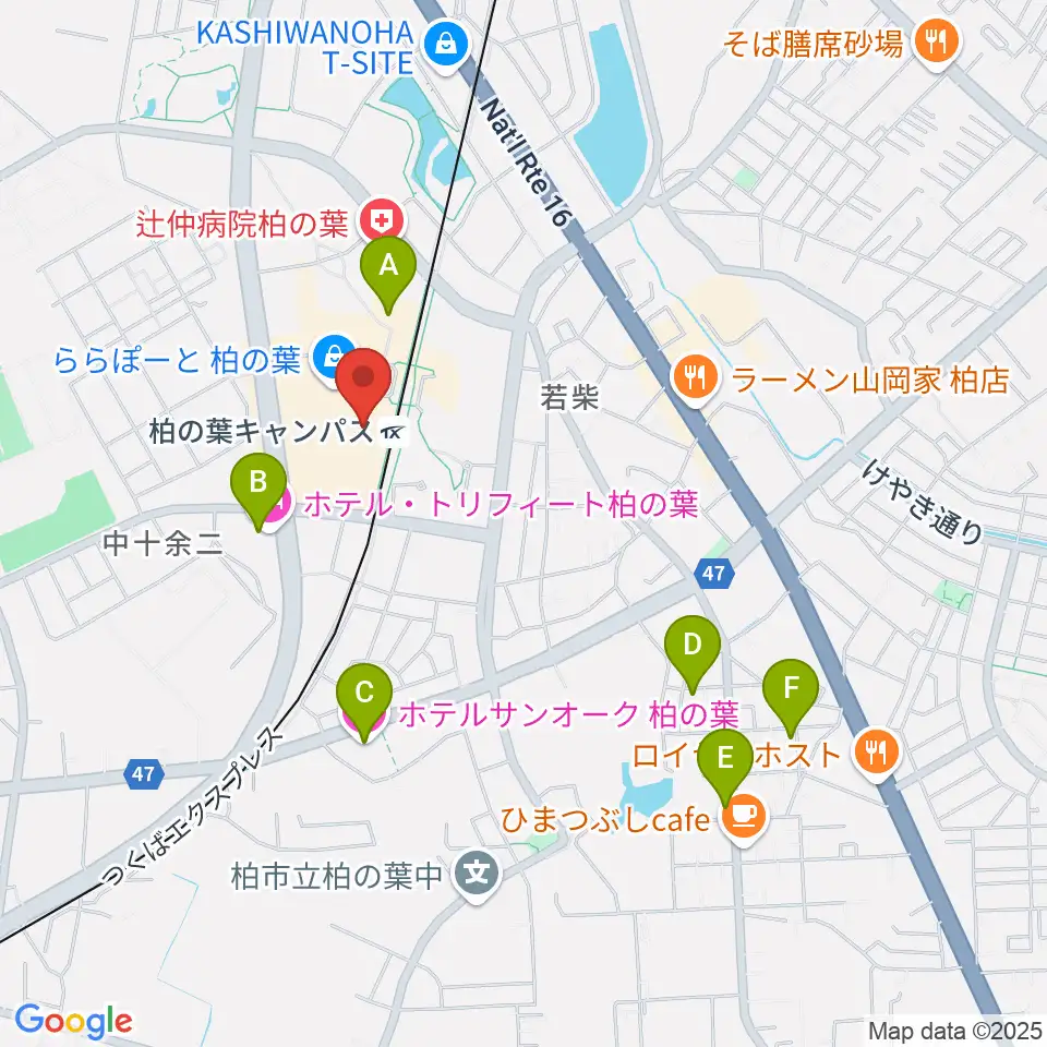 MOVIX柏の葉周辺のホテル一覧地図