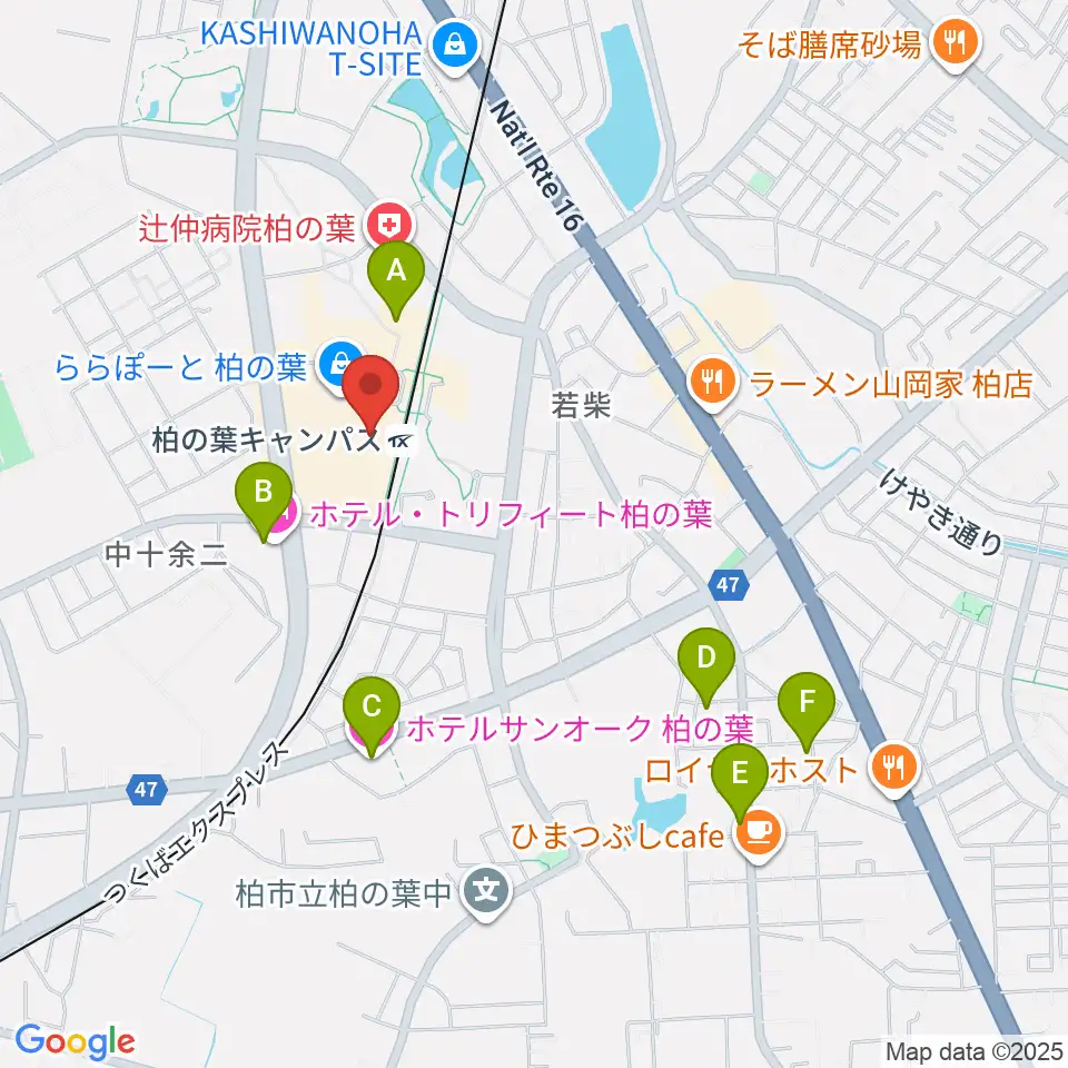 MOVIX柏の葉周辺のホテル一覧地図