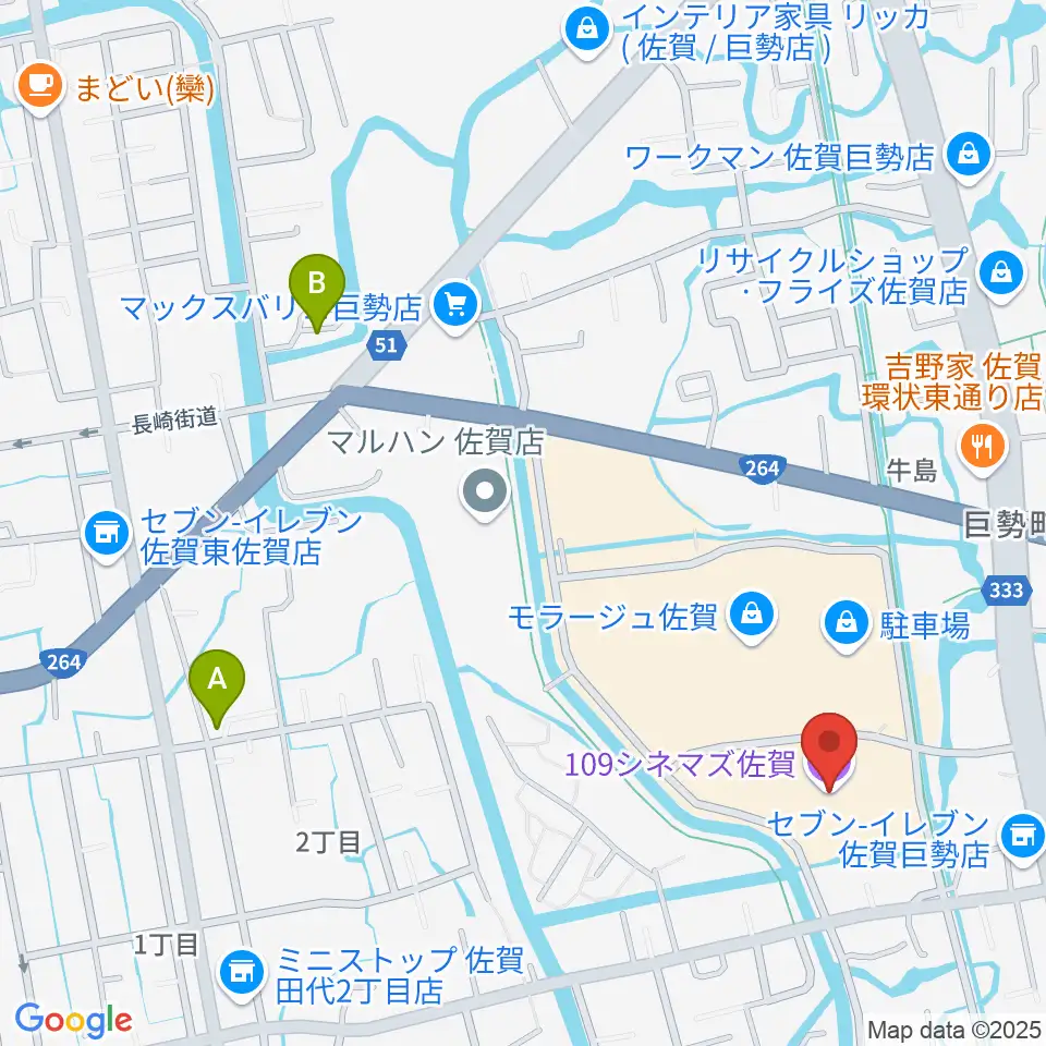 109シネマズ佐賀周辺のホテル一覧地図