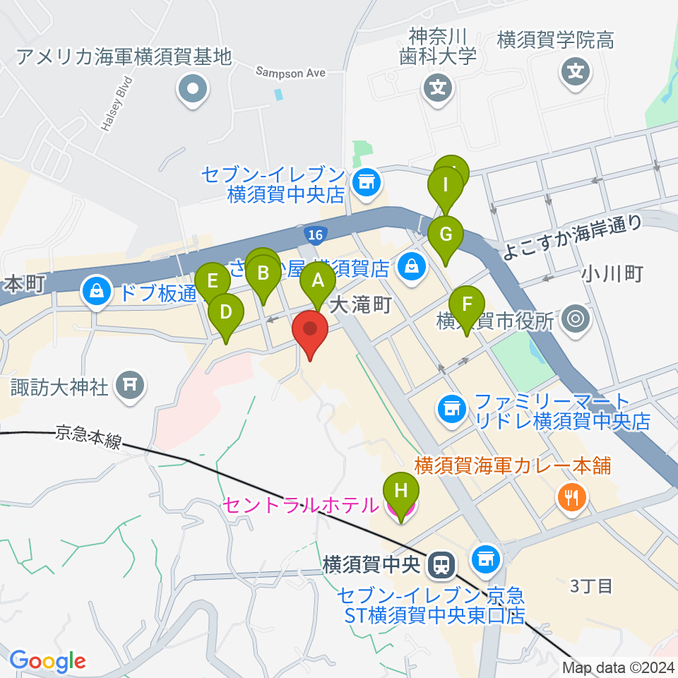 横須賀GIG acoustic周辺のホテル一覧地図