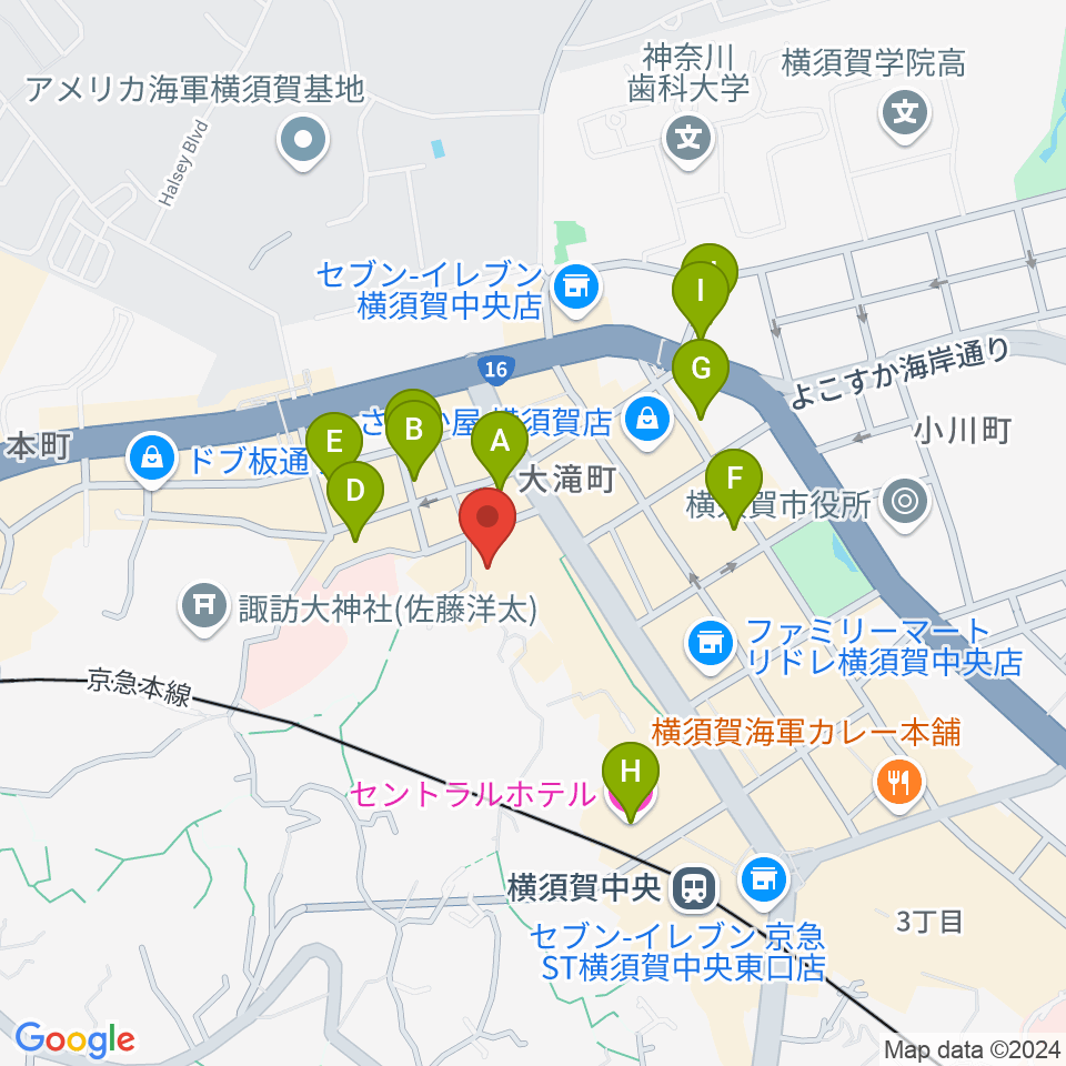 横須賀GIG acoustic周辺のホテル一覧地図