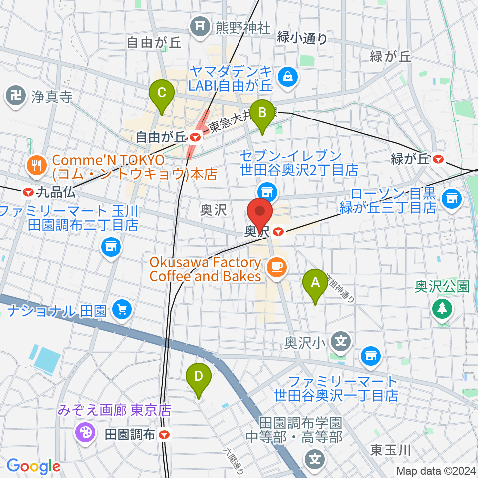 スタジオベイド自由が丘店周辺のホテル一覧地図