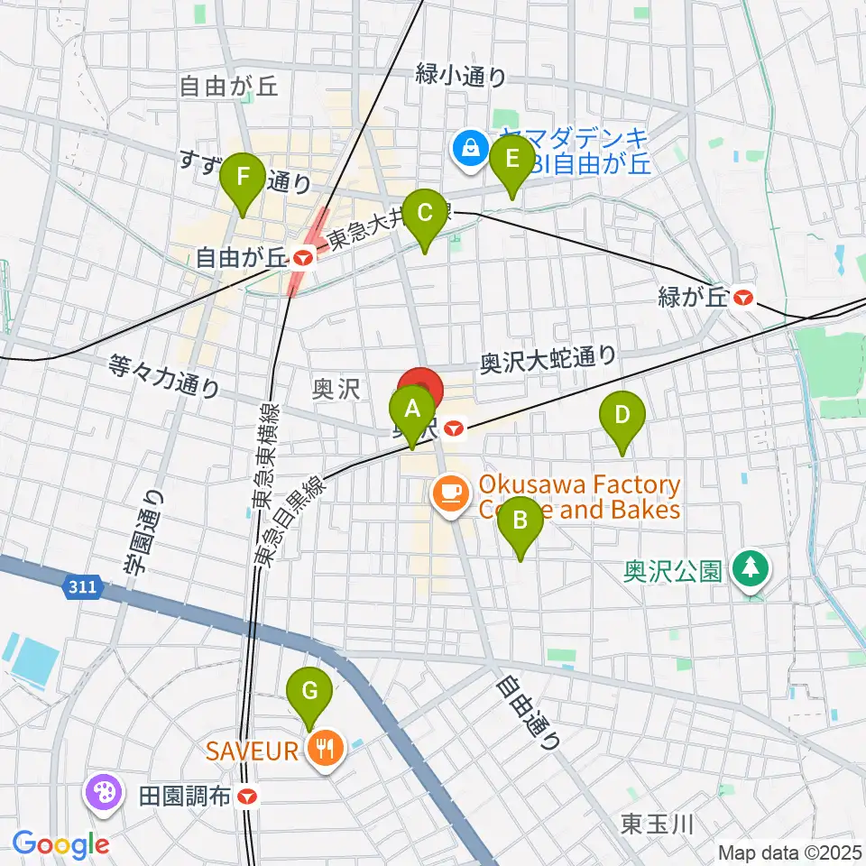 スタジオベイド自由が丘店周辺のホテル一覧地図