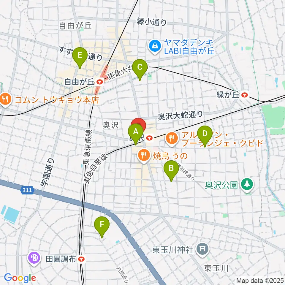 スタジオベイド自由が丘店周辺のホテル一覧地図