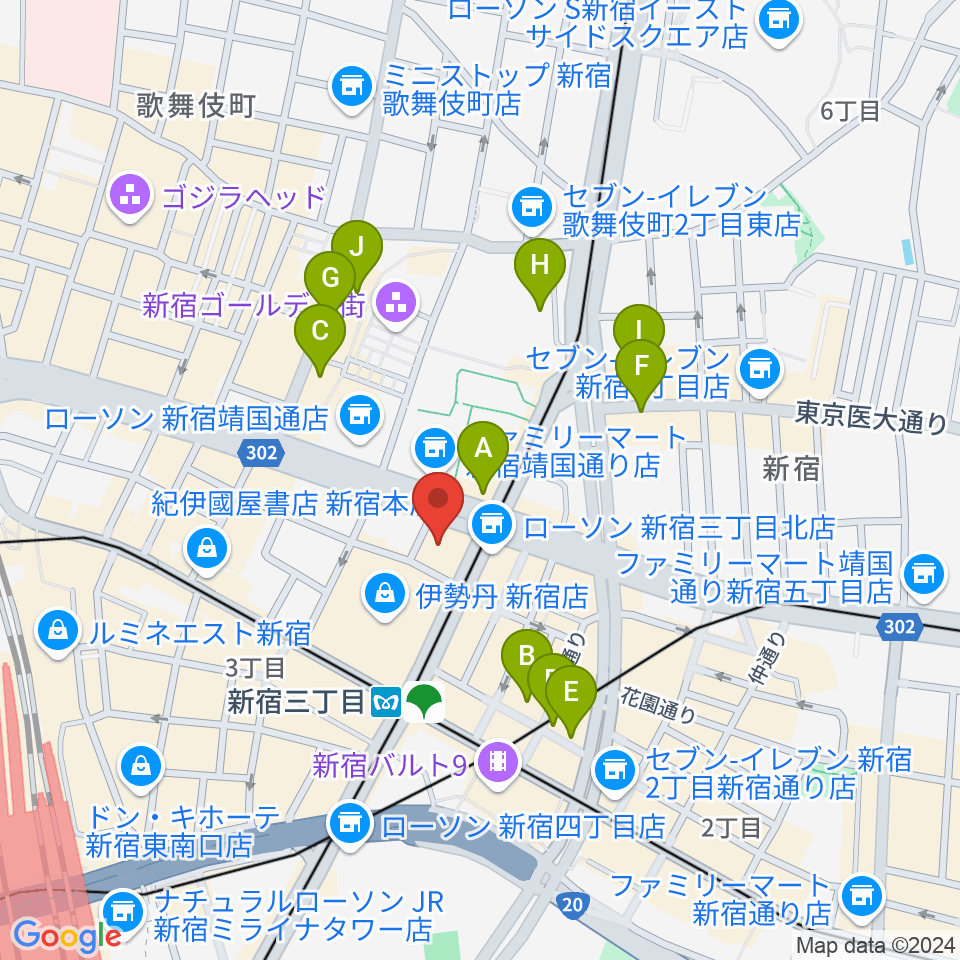 テアトル新宿周辺のホテル一覧地図