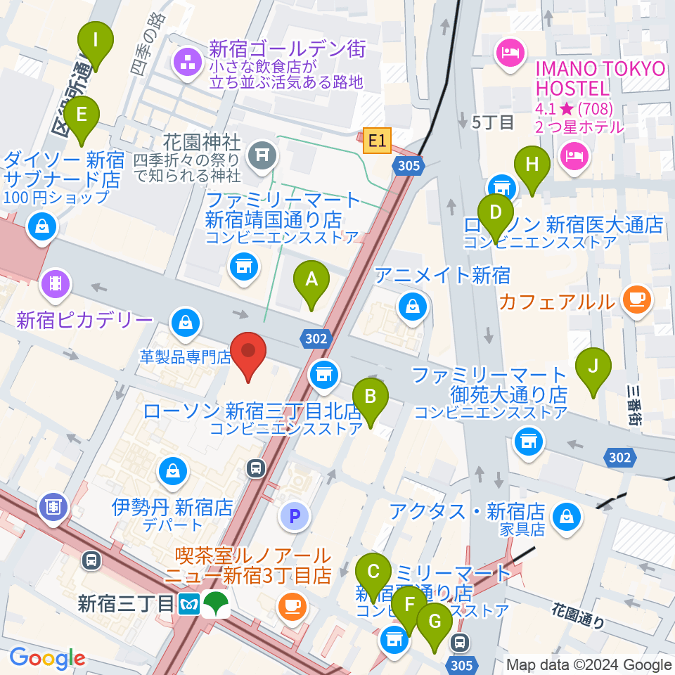 テアトル新宿周辺のホテル一覧地図