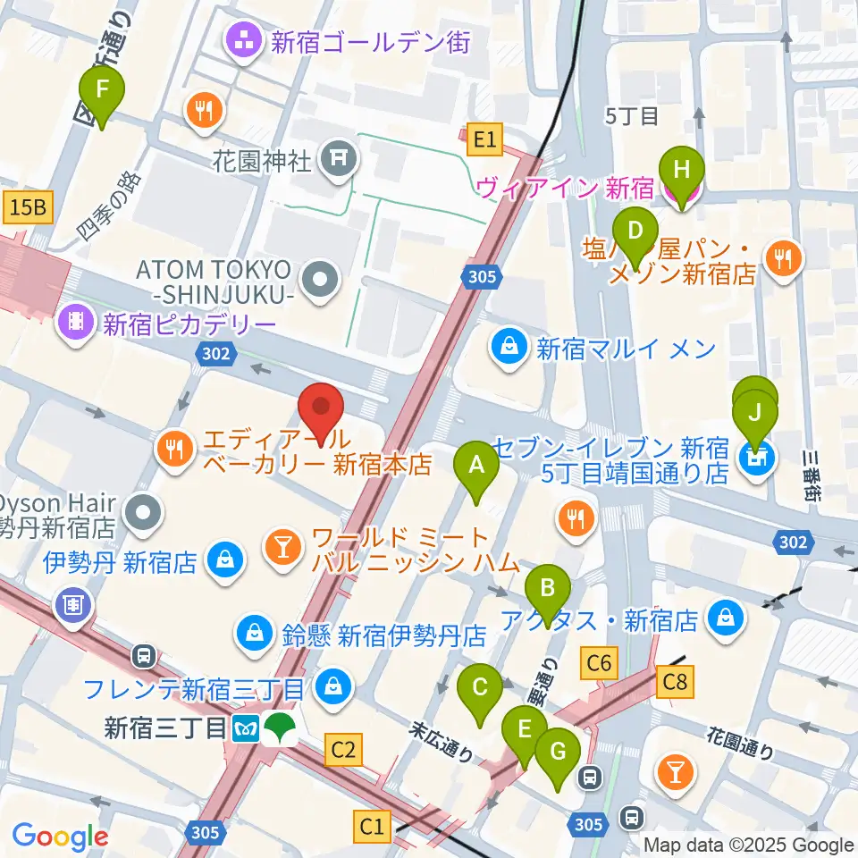テアトル新宿周辺のホテル一覧地図