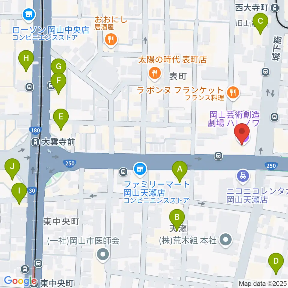 岡山芸術創造劇場ハレノワ周辺のホテル一覧地図