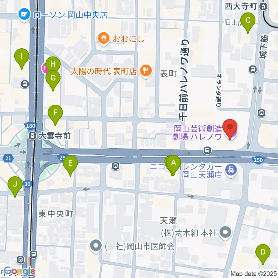 岡山芸術創造劇場ハレノワ周辺のホテル一覧地図