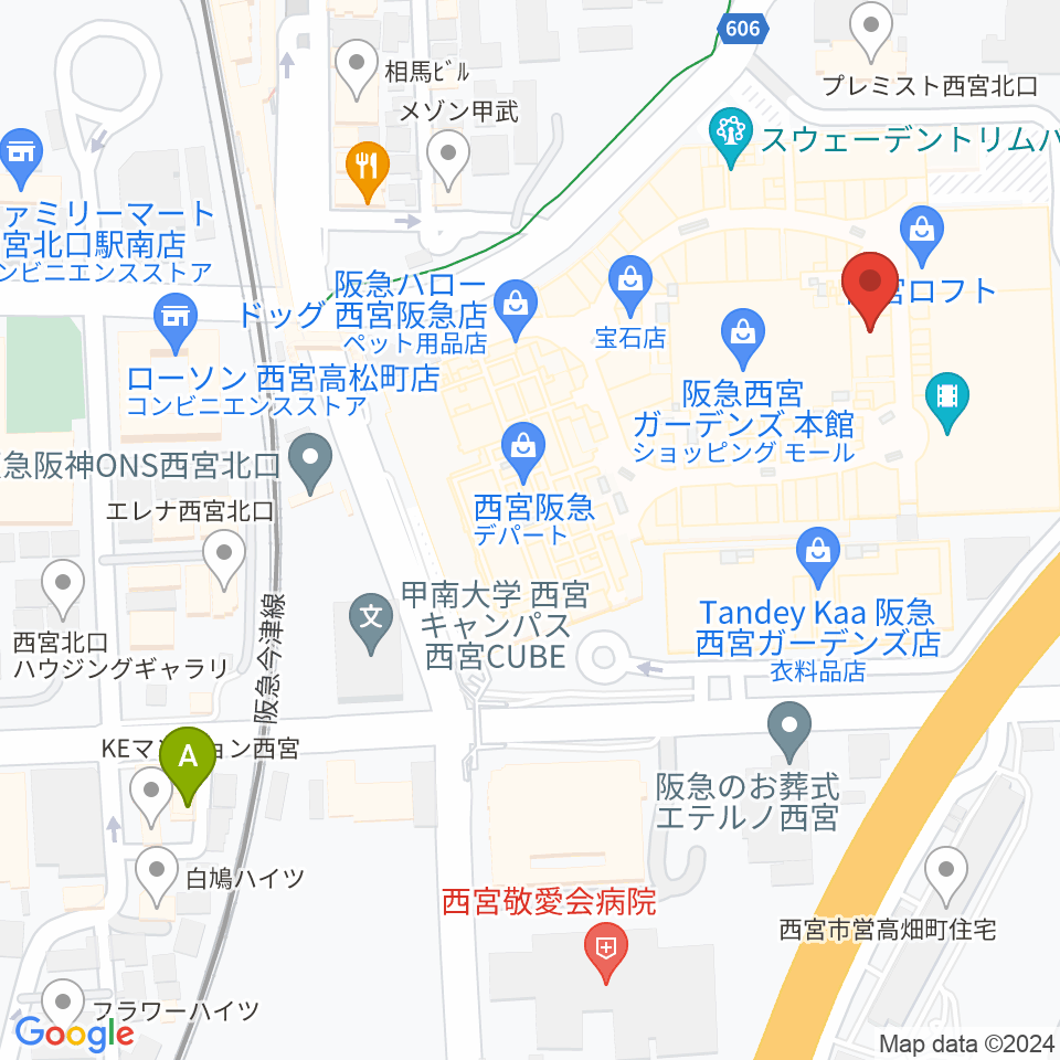 山野楽器 西宮ガーデンズ店周辺のホテル一覧地図