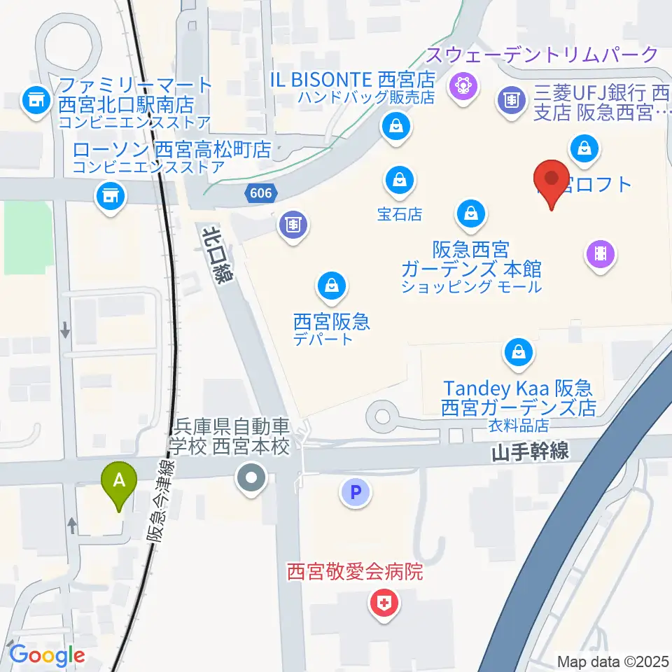 山野楽器 西宮ガーデンズ店周辺のホテル一覧地図