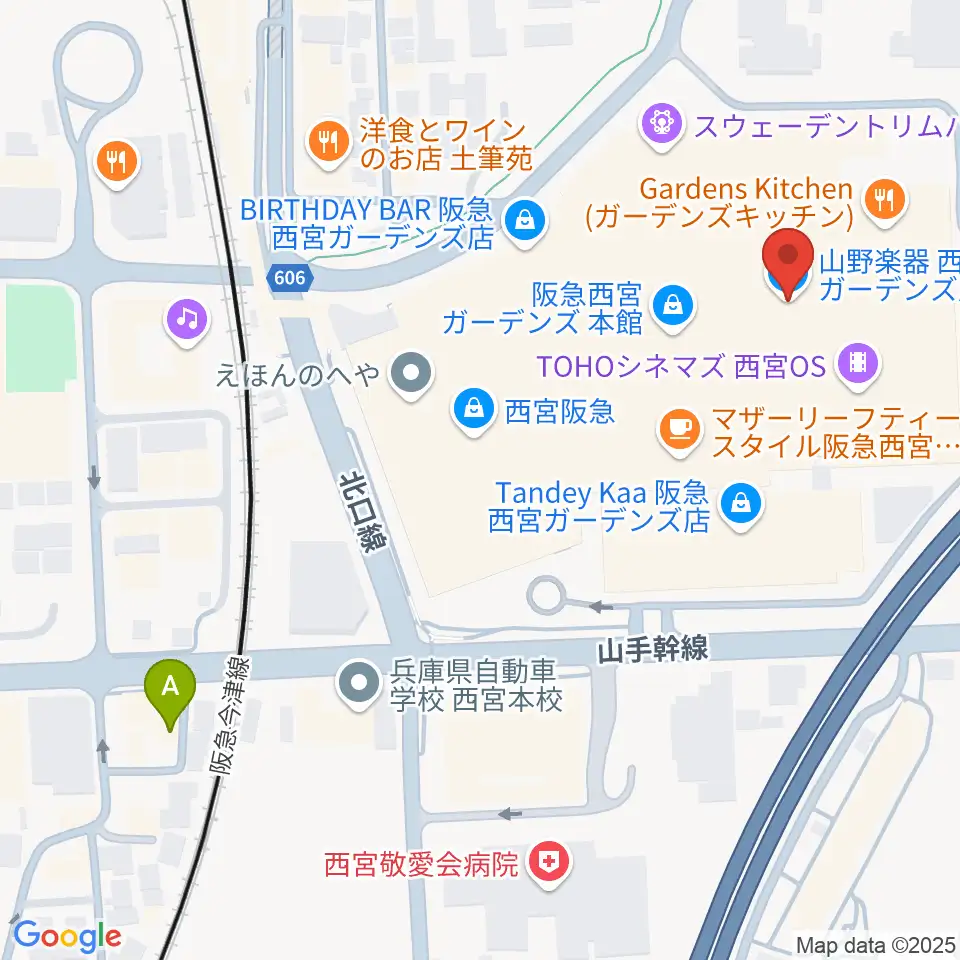山野楽器 西宮ガーデンズ店周辺のホテル一覧地図