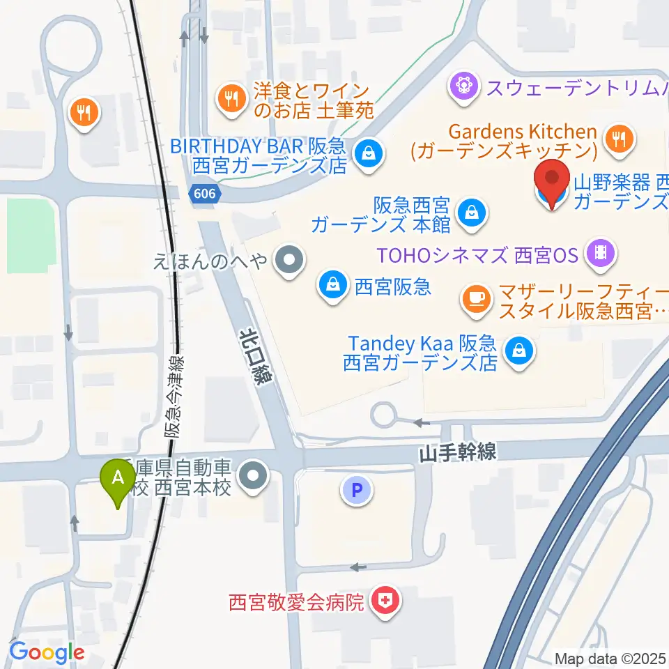 山野楽器 西宮ガーデンズ店周辺のホテル一覧地図