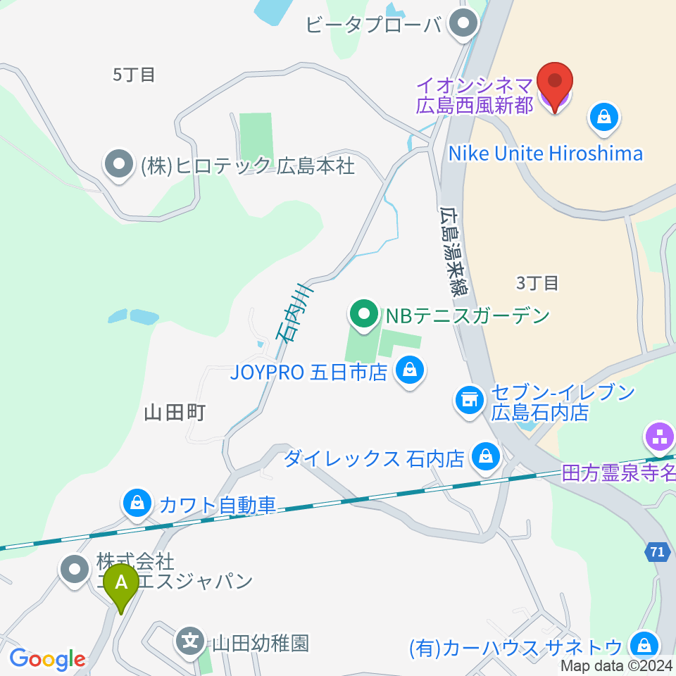 イオンシネマ広島西風新都周辺のホテル一覧地図