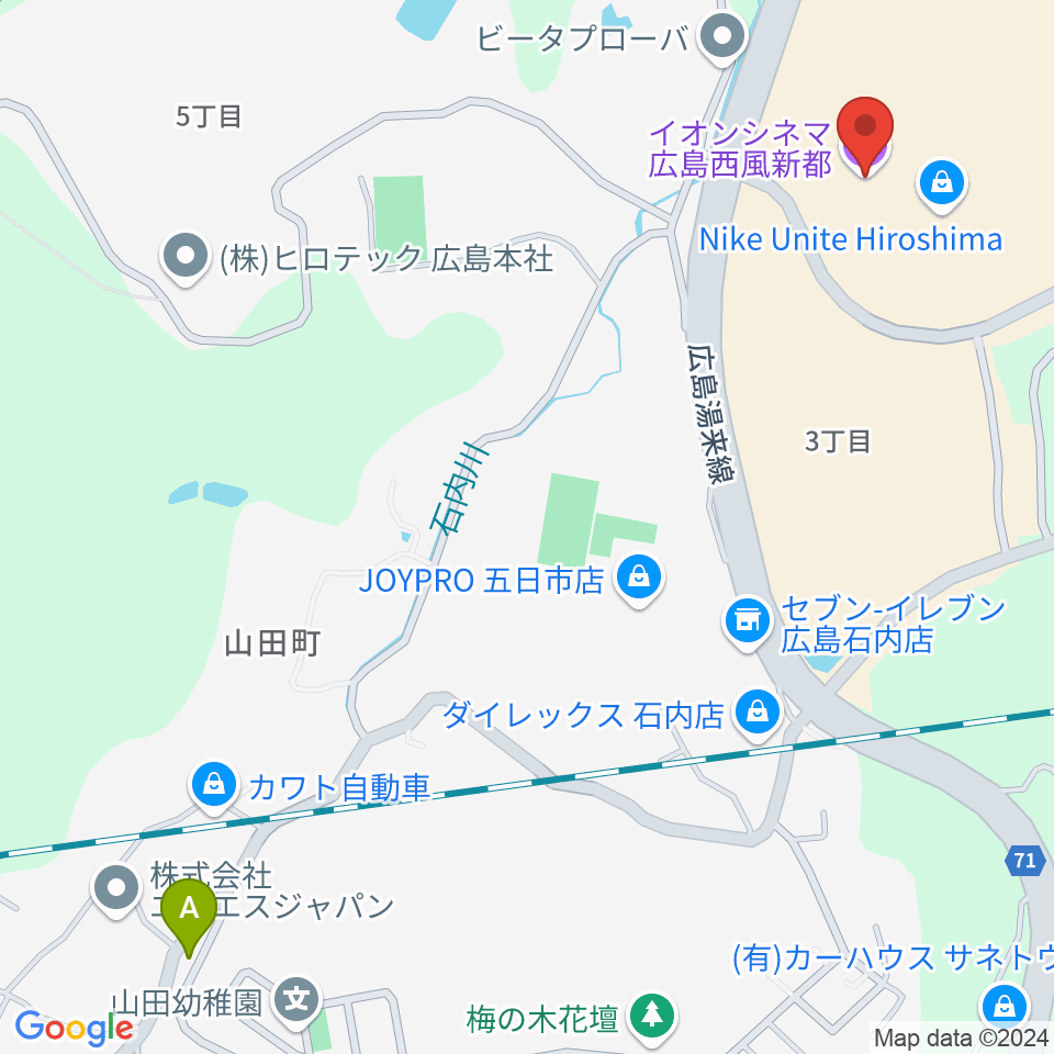 イオンシネマ広島西風新都周辺のホテル一覧地図