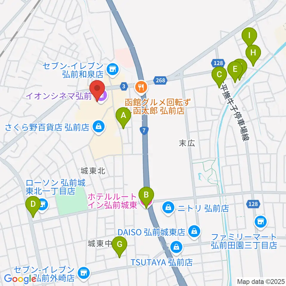 イオンシネマ弘前周辺のホテル一覧地図
